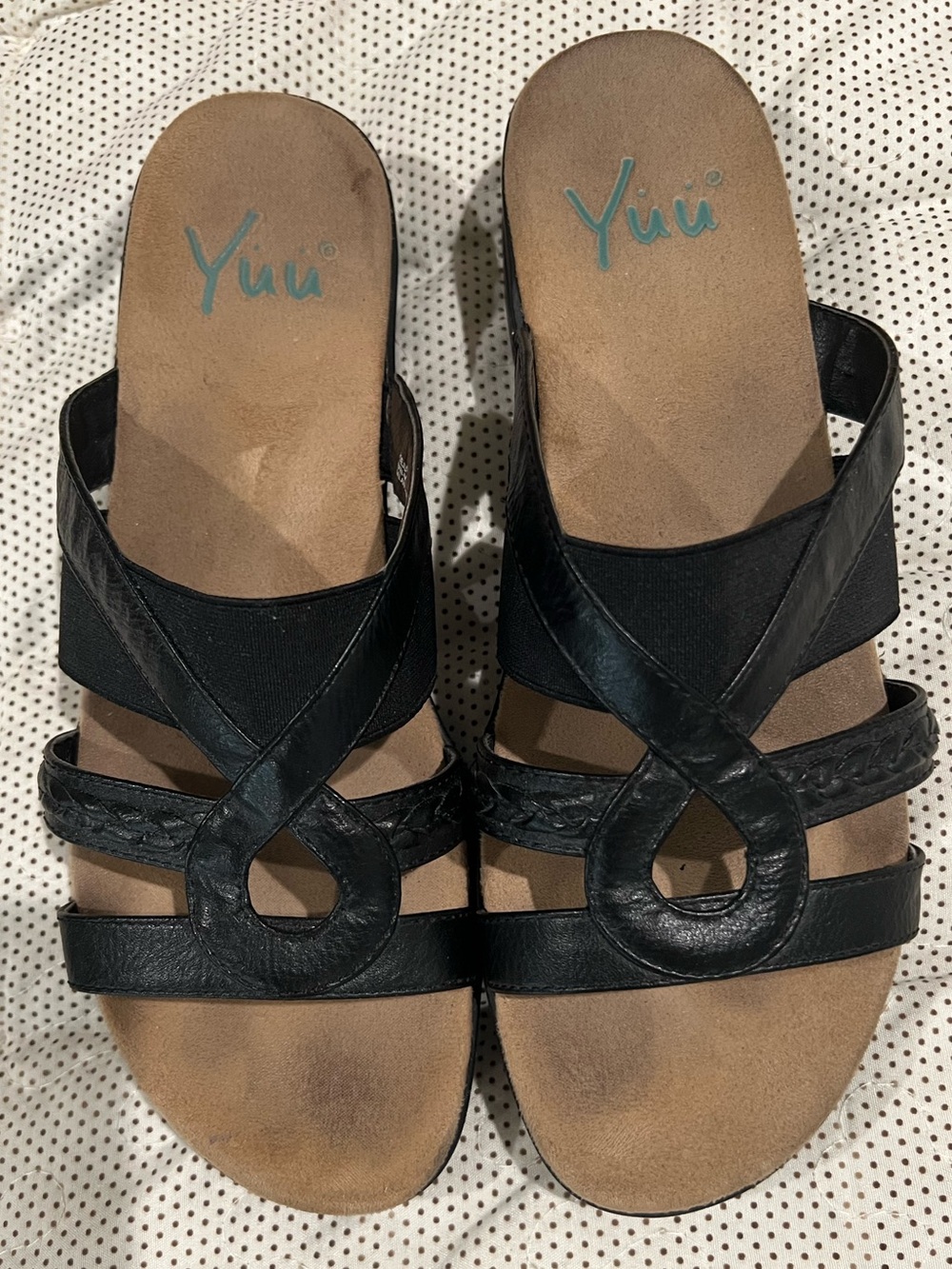 JueJu Yuu Womens Black Strappy Slide Sandals 8.5 M